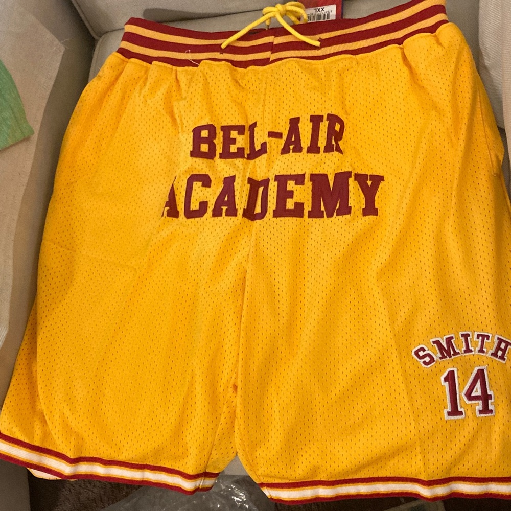 Just Don Gold and Red Bel-Air Academy Athletic Shorts - Picture 2 of 7